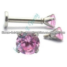 labret roscado interno con Crystal Ball 1.2mm 16G, joyería piercing de acero quirúrgico 316L